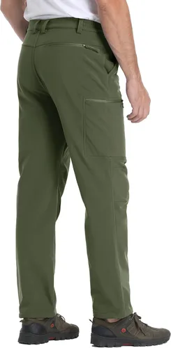 Miniatura 3 de MAGCOMSEN Pantalones de senderismo para hombre, con forro polar, pantalones impermeables para la nieve, pantalones de trabajo al aire libre con 5