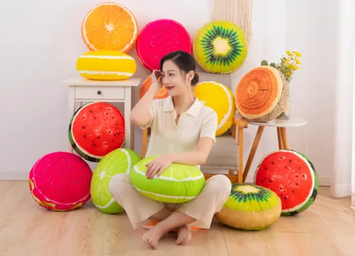 Miniatura 5 de Cojín de fruta Cojín redondo grueso Cojín reposacabezas (13.7 pulgadas, kiwi)