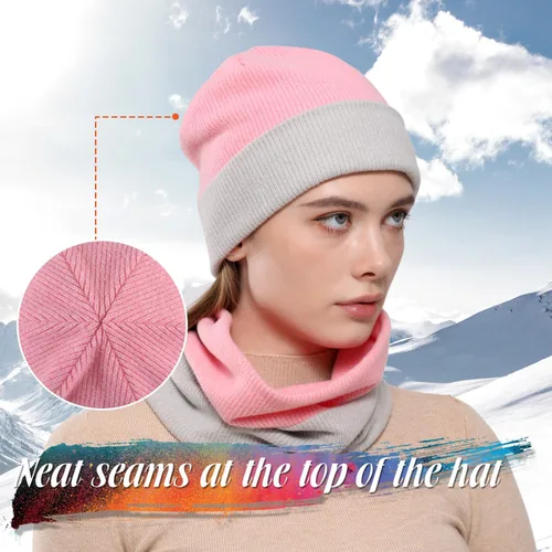Miniatura 8 de WTACTFUL Conjunto de gorro holgado de invierno y bufanda térmica de doble capa, para hombres y mujeres, esquí, snowboard, al aire libre