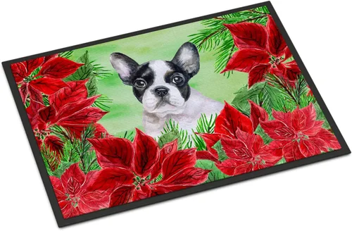 Miniatura 24 de Caroline's Treasures CK1311MAT Cavalier Spaniel Poinsettas - Felpudo de 18 x 27 pulgadas, tapete para puerta delantera, interior y exterior