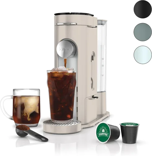 Ninja Pods & Grounds Cafetera de una sola porción, compatible con cápsulas K-Cup, prepara molidos, diseño compacto, depósito de 56 oz, tamaños de