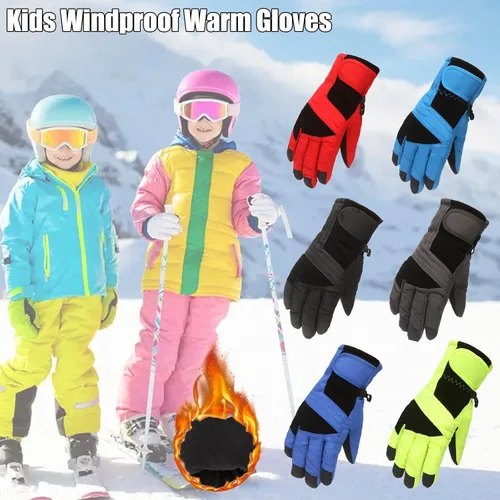 Miniatura 4 de Baby Boy Girl Ski Gloves - Windproof Thermal Thick Snow Skating Full Finger Toddler Mittens Winter Warm Kids Gloves for 4-9Y