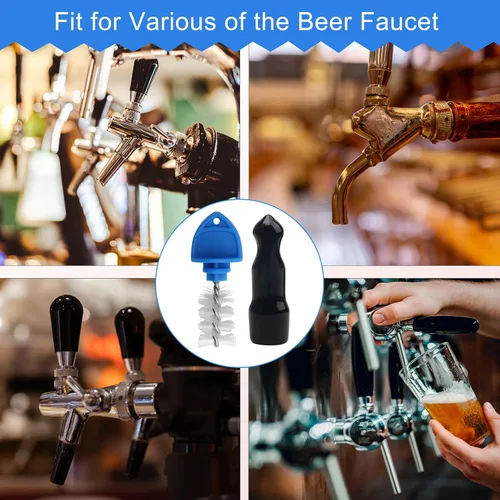 Miniatura 5 de 30 tapas y cepillo para grifo de cerveza, 25 cepillos de tapa/5 tapones de borrador de goma, tapas de grifo de cerveza para limpieza (azul)
