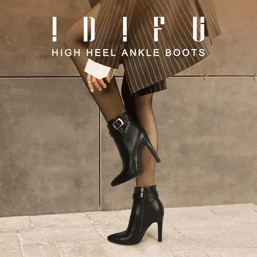 Miniatura 2 de IDIFU DANA - Botines de tacón alto de aguja para mujer, con cremallera lateral, con hebilla de metal