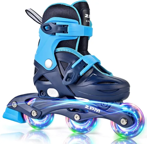 2PM SPORTS Patines en línea para niños y niñas de 4 a 8, 6 a 12 años, con ruedas iluminadas, cuchillas ajustables para niños y jóvenes principiantes