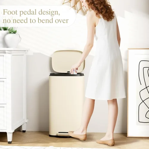 Miniatura 3 de Cubo de Basura, Cubo de Basura de Cocina de Acero Inoxidable, Cubo de Residuos con Pedal con Tapa con Bisagras y Cubo Interior Extraíble, Cierre