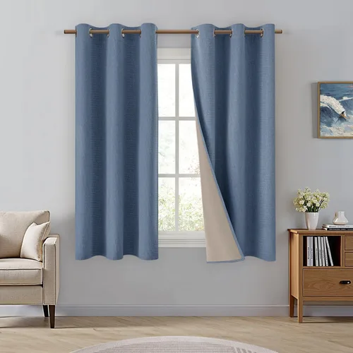 Miniatura 28 de Homeideas Cortinas Rosa Claro 100% Opacas de 84 Pulgadas de Largo, Gruesas Cortinas de Lino Sintético/Mezcla de Lino Texturizadas, Lindas Cortinas