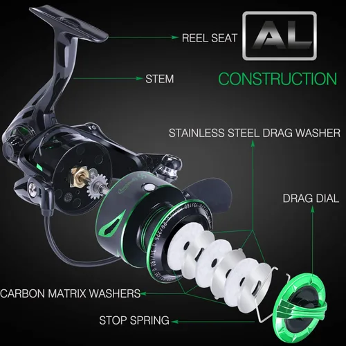 Miniatura 6 de Sougayilang Carretes de pesca ligero de agua salada carrete giratorio - 39.5 libras de fibra de carbono arrastrado, 12+1 BB ultra suave todo carrete