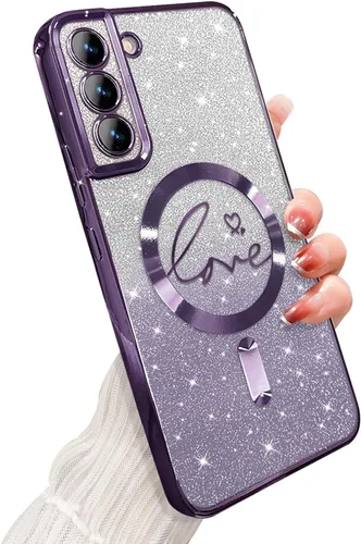 Miniatura 142 de ZONRW - Funda para Samsung Galaxy S22 Ultra magnética, para mujeres y niñas, cubierta trasera suave, lujosa, con corazón de amor, bling, degradado