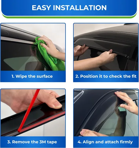 Miniatura 27 de KPY Visor de ventana compatible con Kia Soul 2009-2013, Protector contra lluvia de 4 unidades, deflectores de ventilación de ventana lateral