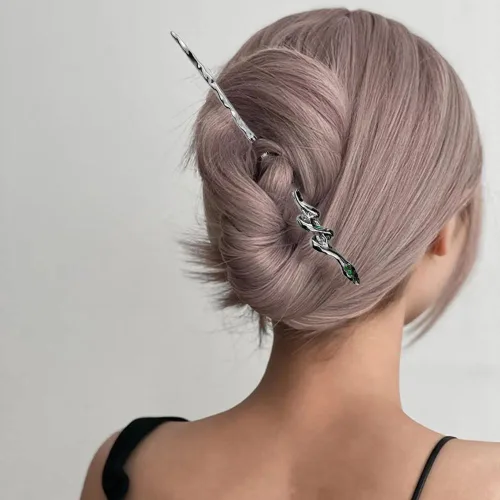 Miniatura 5 de Paquete de 4 palitos para el cabello con diseño de serpiente para cabello largo, accesorios para el cabello 2 en 1, horquilla de estilo chino