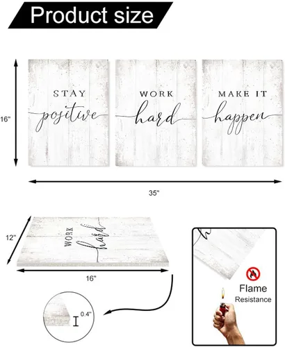 Miniatura 5 de Arte de pared de oficina con citas inspiradoras: póster motivacional, frases positivas, decoración de pared de oficina, 3 piezas de motivación Citas