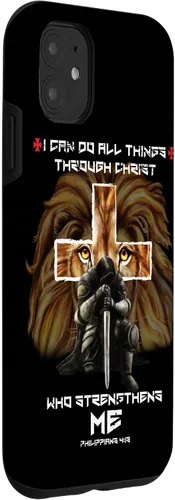 Miniatura 3 de Fundas para iPhone 11 Christian Phone Cases Men Bible Verse Philippians 4:13 Lion Case