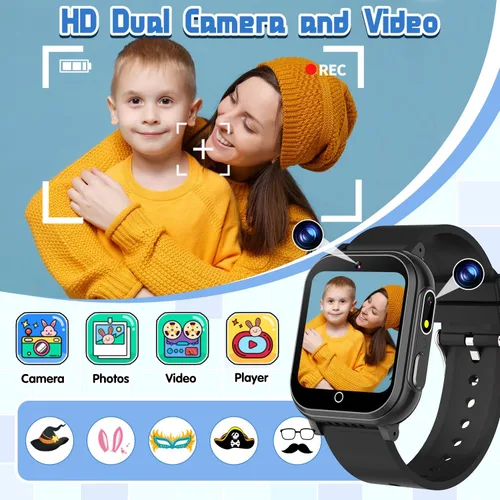 Miniatura 6 de Reloj inteligente impermeable para niños de 3 a 12 años, 32 juegos de rompecabezas, pantalla táctil HD, cámara dual, podómetro Vedio, reproductor