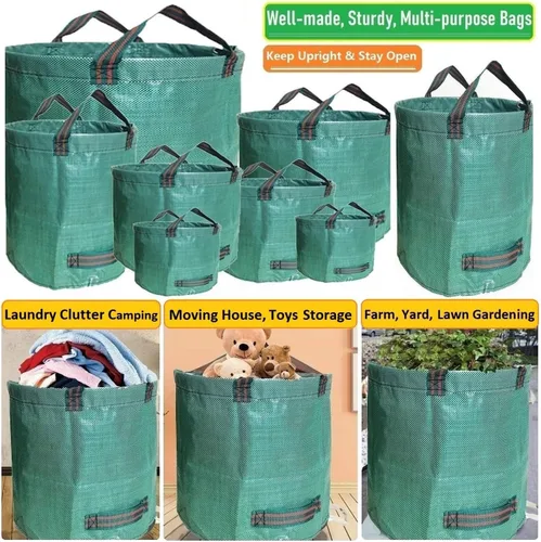 Miniatura 3 de Paquete de 3 bolsas profesionales grandes de 72 galones para jardín (26 pulgadas de alto, 30 pulgadas) reutilizables con guantes de jardinería