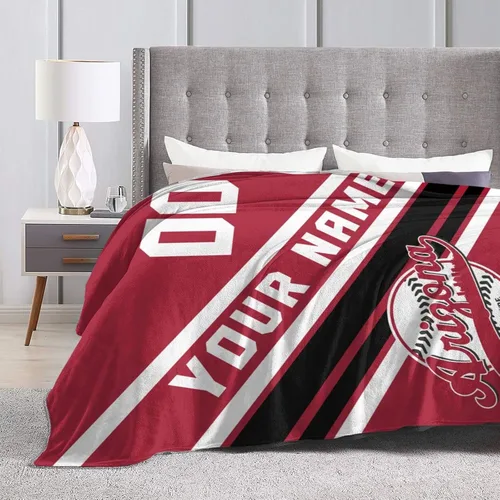 Miniatura 5 de Wream Manta personalizada para fanáticos de la cama, regalo de béisbol con nombre y número de ciudad de béisbol, manta de forro polar de invierno