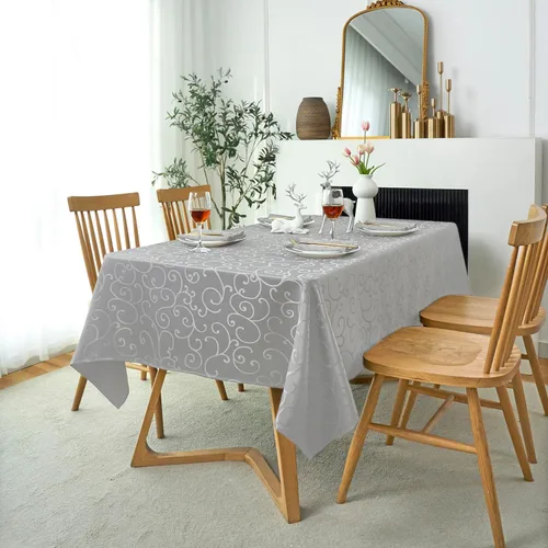 Miniatura 28 de Marina Decoration Mantel jacquard impermeable grueso elegante con ramas de damasco sólido de alta calidad, decorativo para el hogar, cocina, Crema