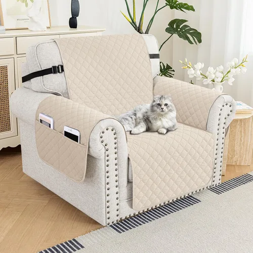 Miniatura 21 de XINEAGE Funda para Loveseat Reclinable Resistente al Agua, Fundas para Loveseat Reclinable de 2 Asientos con Bolsillos, Funda Protectora para Café