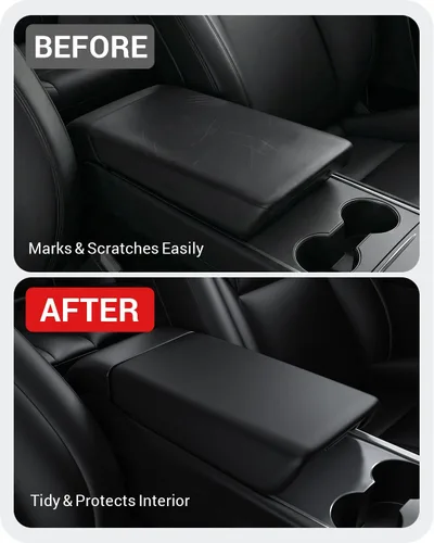 Miniatura 3 de BASENOR Funda para consola central mejorada para Tesla Modelo Y Modelo 3, funda de reposabrazos de TPU antideslizante, accesorios interiores