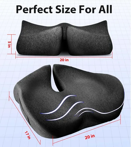Miniatura 4 de Cojín de asiento, cojín de espuma viscoelástica para aliviar el dolor de coxis, almohadilla extra grande para silla de oficina, asiento de automóvil