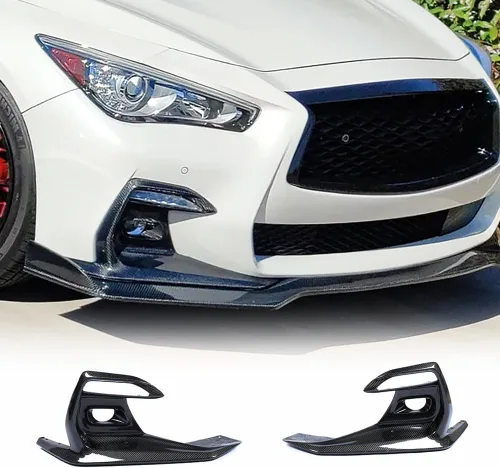 Cubierta delantera de fibra de carbono para luz antiniebla para Infiniti Q50 Sport Sedan 2018-2020 Ventilación de flujo de aire cubierta de entrada