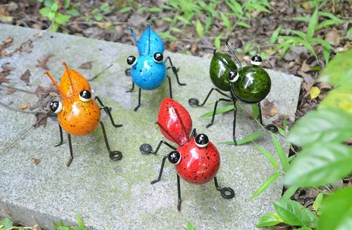 Miniatura 2 de Juego de 4 esculturas coloridas de pared de metal para decoración de jardín y patio al aire libre