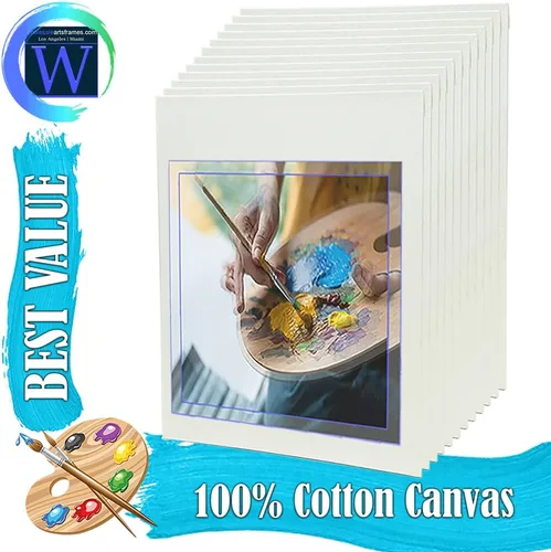Miniatura 2 de WholesaleArtsFrames-com - Paneles de lona blanca de 8 x 10 pulgadas, paquete de 40 unidades, calidad profesional de artista de algodón sin ácidos
