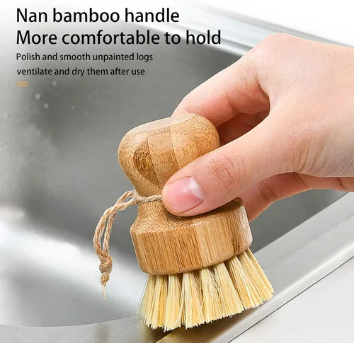 Miniatura 4 de Cepillo para lavar platos de sisal natural, cepillo redondo de bambú, ollas, sartenes, verduras, cepillo de limpieza del hogar... (sisal)
