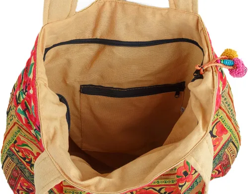 Miniatura 5 de changnoi Bolsa de mano hecha a mano bolsa de playa bordada Hmong Tribes tamaño grande