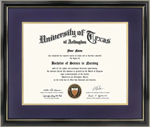 Miniatura 48 de GraduationMall Marco de diploma de certificado de 8.5 x 11, madera maciza y vidrio templado, acabado negro con ribete dorado