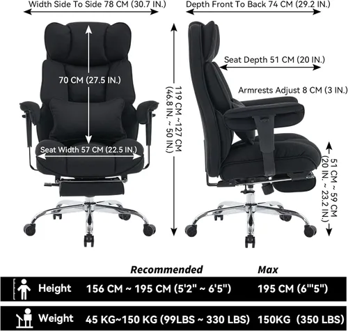 Miniatura 2 de Efomao Silla de oficina grande y alta con reposapiés, silla ejecutiva de malla transpirable, silla de escritorio de computadora resistente