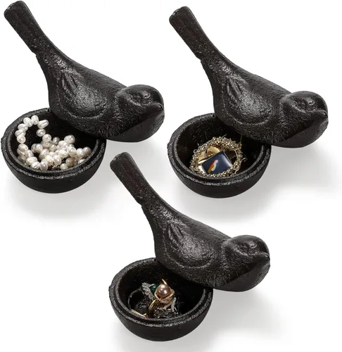 Miniatura 6 de Pumtus Ocultador de llaves de hierro fundido, soporte para llaves de pájaros, adorno de estatuas de jardín pequeñas para exteriores, figura