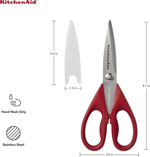 Miniatura 3 de KitchenAid Tijeras multiusos con funda protectora, pinzas de acero inoxidable de 8.72 pulgadas, color rojo y silicona, 10.26 pulgadas, rojo