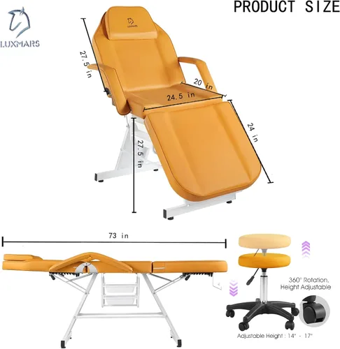 Miniatura 2 de Silla facial mesa de masaje de 73 pulgadas, cama de masaje multiusos de 3 secciones, silla de tatuaje profesional, equipo de spa para spa facial