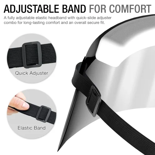 Miniatura 4 de Purity Protectores faciales de seguridad para adultos (paquete de 3) material transparente PET completo con ajuste deslizante integrado banda