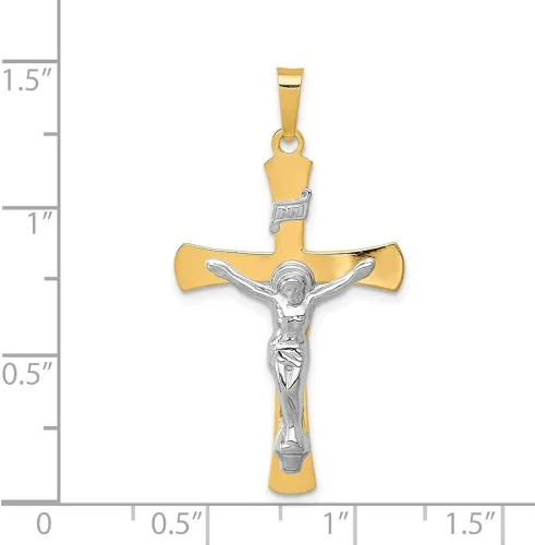 Miniatura 3 de Colgante de crucifijo INRI bitono de 14 K, 1.417in, 0.787in, estilo XR729