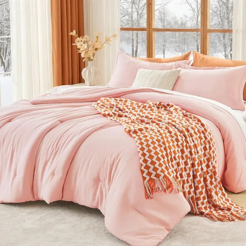 Miniatura 34 de MUXHOMO Juego de edredón beige tamaño individual/individual XL, ropa de cama alternativa ultrasuave para todas las estaciones. El juego de cama