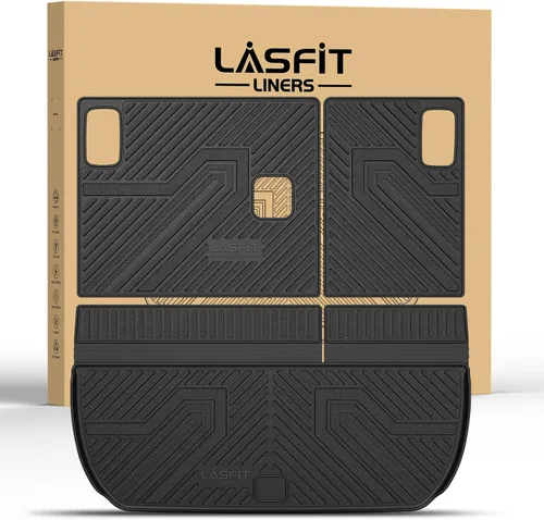 Miniatura 30 de LASFIT Juego completo de tapetes de elastómero termoplástico para todo tipo de clima de ajuste personalizado para automóviles, de 1ª y 2ª fila, 3