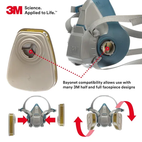 Miniatura 3 de 3M, juego de 2 cartuchos múltiples de gas/vapor de bajo mantenimiento, para purificadores de aire series 6000 y 7000