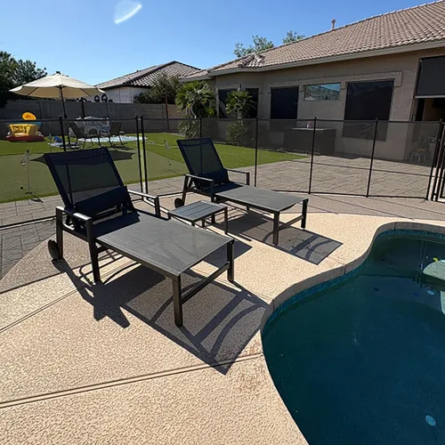 Miniatura 19 de PURPLE LEAF Juego de sillas de lounge al aire libre de gran tamaño de 3 piezas para patio, tumbona para piscina, estructura de aluminio con mesa
