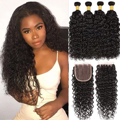 Miniatura 13 de Borchan Water Wave 3 Paquetes Cabello Humano Húmedo y Ondulado Cabello Humano 3 Paquetes para Mujeres Negras 16 18 20 Pulgadas Paquetes Brasileños