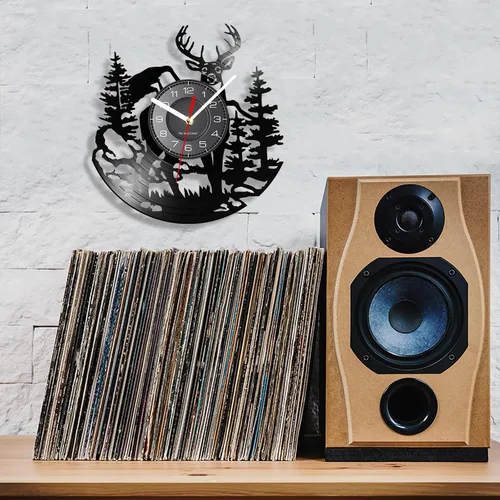 Miniatura 9 de Cabin Deer - Reloj de pared con 7 colores cambiantes, reloj de caza de ciervos de 12 pulgadas, silencioso, funciona con pilas, bosque y vida Con luz