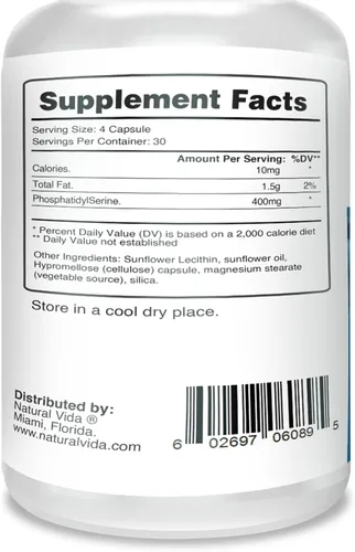 Miniatura 2 de Fosfatidilserina 400 mg, suplemento, 120 cápsulas vegetarianas - 30 porciones, sin soja