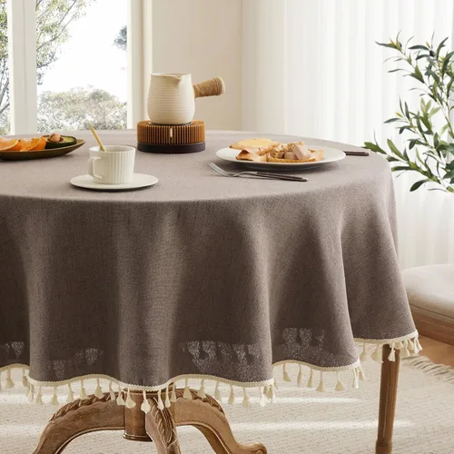 Miniatura 46 de Mantel de lino para mesa cuadrada, 52 x 52 pulgadas, color negro, mantel negro estilo granja, manteles de arpillera resistentes al agua para mesa