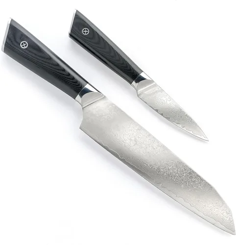 Miniatura 4 de Mercer Culinary Juego de cuchillos de pelar Santoku de alta calidad de 7 pulgadas y 3.5 pulgadas, asas G10