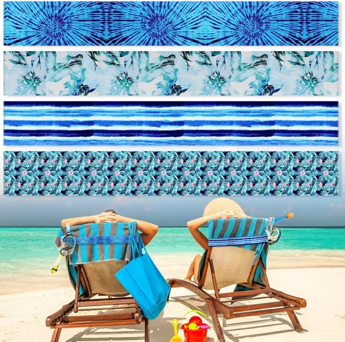 Miniatura 25 de Boao 4 paquetes de bandas de toalla para silla de playa, esenciales para piscina y crucero, elásticas y resistentes al viento, clips para toallas