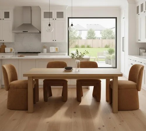 Miniatura 27 de Hyfirm Juego de 4 sillas de comedor tapizadas modernas, sillas de comedor laterales de chenilla, sillas de cocina sin brazos, sillas Parsons