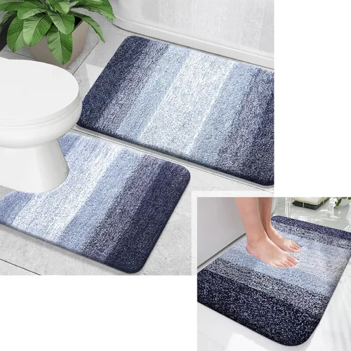 OLANLY Juego de 2 alfombras de baño y alfombras de baño ombré, tamaño de alfombra de baño 24 x 16 pulgadas y alfombra de baño de 30 x 20 + 24 x 20