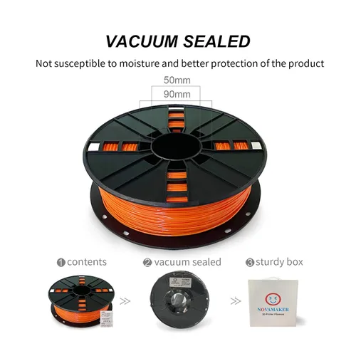 Miniatura 5 de Filamento TPU de 1.75mm, naranja flexible, bobina de 2.0lbs, precisión dimensional +/- 0.05mm, TPU blando 95A