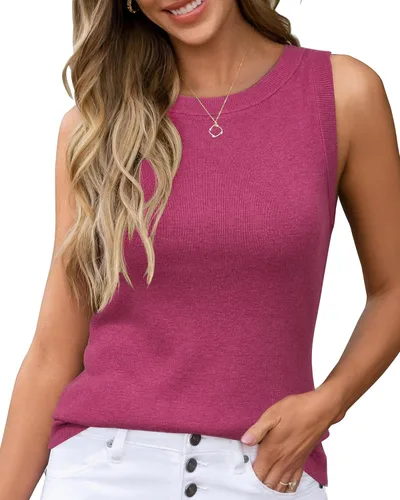 Miniatura 9 de Arach&Cloz Suéteres de mezcla de lana para mujer, no se transparentan, sin mangas, para todas las estaciones, para negocios, informal, 2025